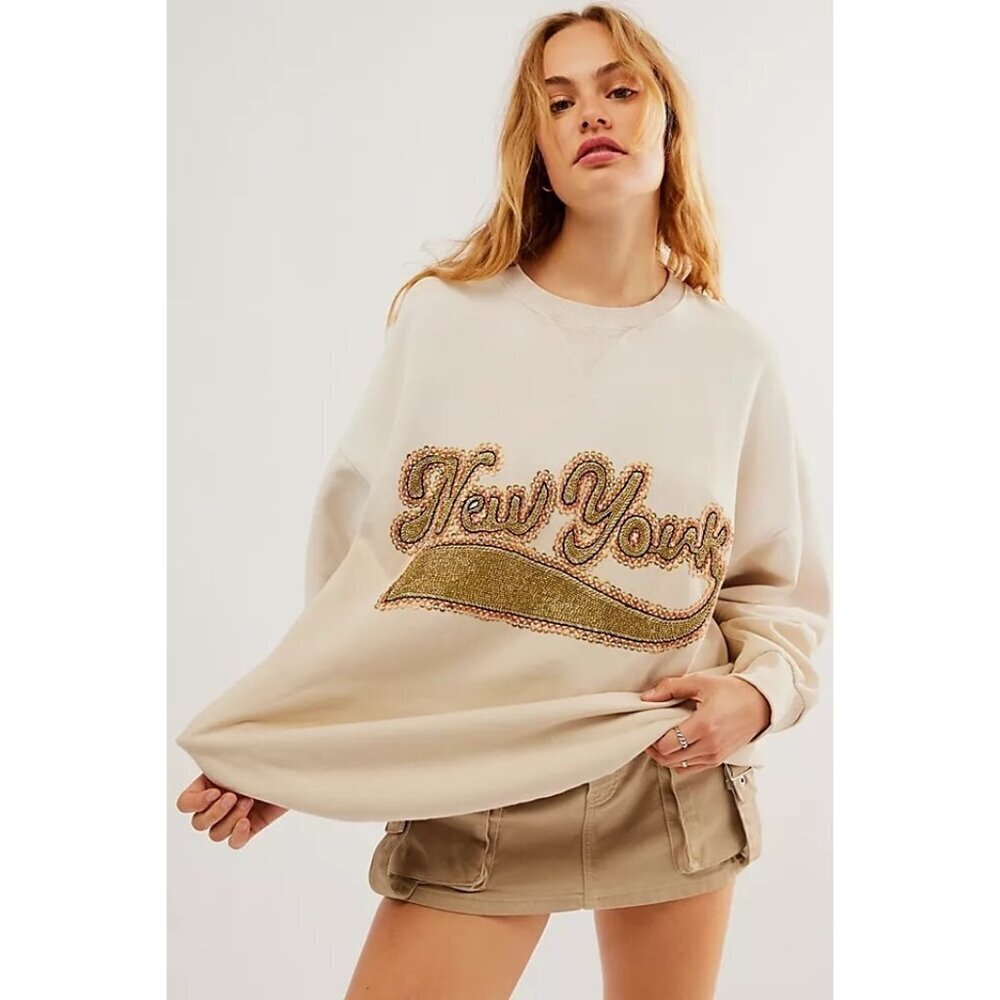 Free People Bali Drifter Oversized Sweatshirt Womens Size S Festival New York